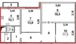 3-к квартира, вторичка, 79м2, 25/25 этаж
