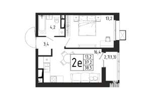 1-к квартира, вторичка, 39м2, 8/12 этаж