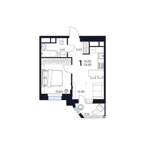 1-к квартира, вторичка, 35м2, 6/17 этаж