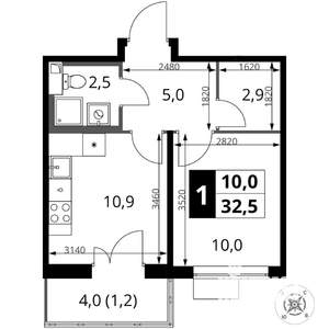 1-к квартира, вторичка, 33м2, 15/16 этаж