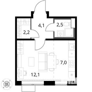 Студия квартира, вторичка, 28м2, 3/17 этаж