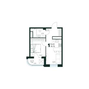 1-к квартира, строящийся дом, 37м2, 7/9 этаж