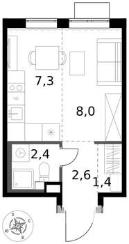 Студия квартира, вторичка, 22м2, 6/17 этаж