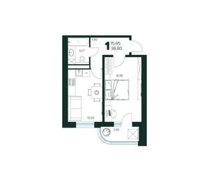 1-к квартира, вторичка, 39м2, 3/9 этаж