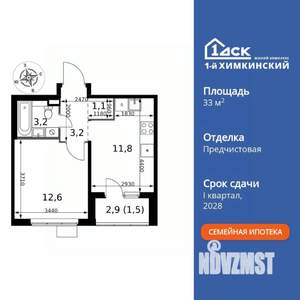 1-к квартира, вторичка, 33м2, 17/17 этаж
