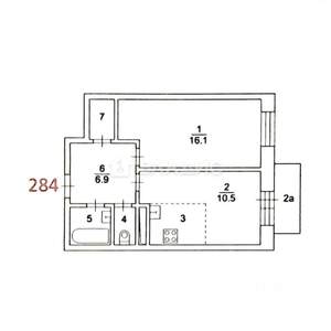 1-к квартира, вторичка, 47м2, 4/10 этаж