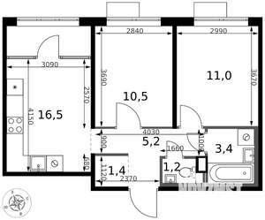 2-к квартира, вторичка, 49м2, 5/17 этаж