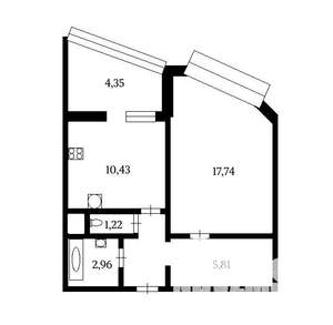 1-к квартира, вторичка, 42м2, 3/17 этаж