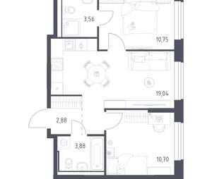 2-к квартира, вторичка, 51м2, 11/17 этаж
