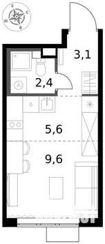 Студия квартира, вторичка, 21м2, 4/17 этаж