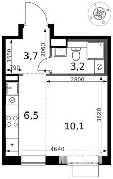 Студия квартира, вторичка, 24м2, 17/17 этаж