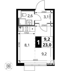 Студия квартира, вторичка, 23м2, 4/17 этаж