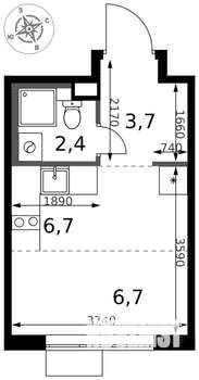 Студия квартира, вторичка, 20м2, 5/17 этаж