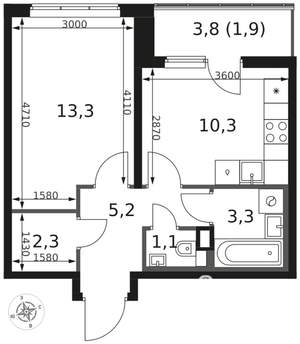 1-к квартира, вторичка, 37м2, 2/8 этаж