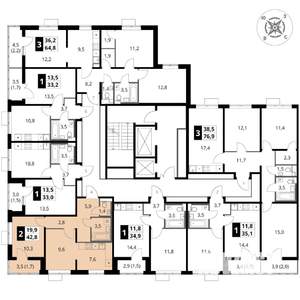 2-к квартира, вторичка, 43м2, 13/17 этаж