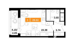 Студия квартира, вторичка, 29м2, 6/9 этаж