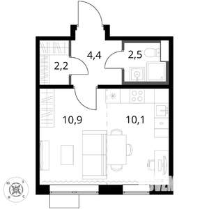 Студия квартира, вторичка, 30м2, 4/17 этаж