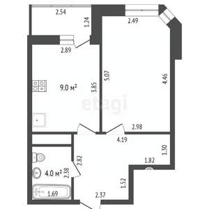 1-к квартира, вторичка, 39м2, 4/6 этаж