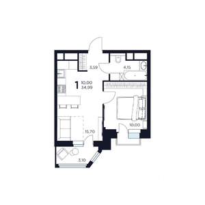 1-к квартира, строящийся дом, 35м2, 11/17 этаж