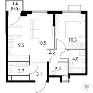 2-к квартира, вторичка, 46м2, 2/8 этаж