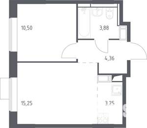 1-к квартира, строящийся дом, 37м2, 5/12 этаж