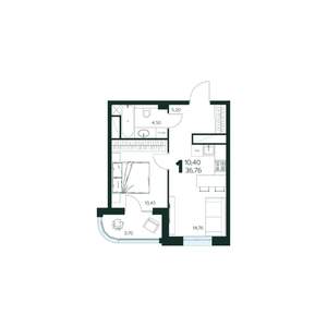 1-к квартира, вторичка, 37м2, 6/9 этаж