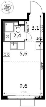 Студия квартира, вторичка, 21м2, 5/17 этаж