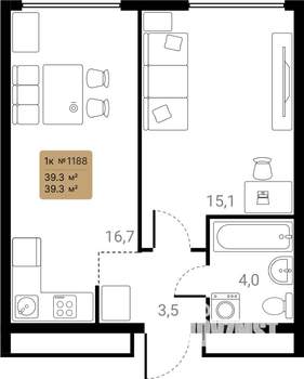 1-к квартира, вторичка, 39м2, 9/28 этаж