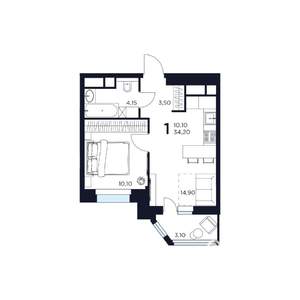 1-к квартира, вторичка, 34м2, 10/17 этаж
