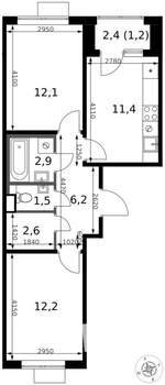 2-к квартира, вторичка, 50м2, 4/17 этаж