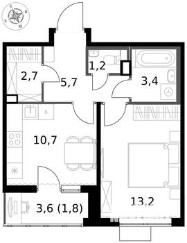 1-к квартира, вторичка, 39м2, 12/17 этаж