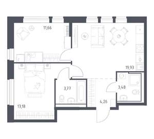 2-к квартира, вторичка, 56м2, 11/17 этаж