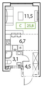 1-к квартира, вторичка, 26м2, 13/18 этаж