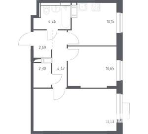 2-к квартира, вторичка, 53м2, 9/12 этаж
