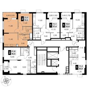 2-к квартира, вторичка, 51м2, 15/17 этаж
