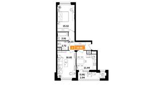 2-к квартира, вторичка, 60м2, 17/17 этаж