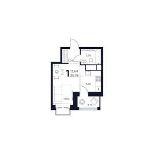 1-к квартира, строящийся дом, 26м2, 12/15 этаж