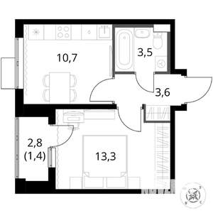 1-к квартира, вторичка, 33м2, 2/17 этаж