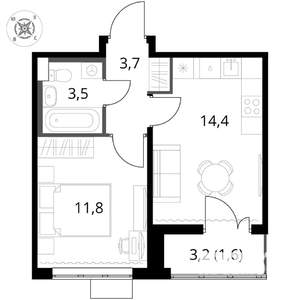 1-к квартира, вторичка, 35м2, 4/17 этаж