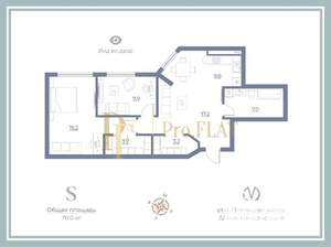 2-к квартира, вторичка, 70м2, 2/5 этаж