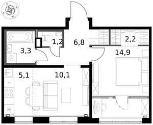2-к квартира, вторичка, 44м2, 2/17 этаж