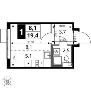 Студия квартира, вторичка, 19м2, 5/17 этаж