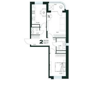 2-к квартира, вторичка, 59м2, 7/9 этаж