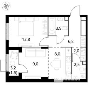 2-к квартира, вторичка, 47м2, 12/17 этаж