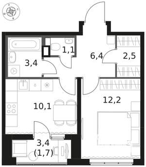 1-к квартира, вторичка, 37м2, 2/8 этаж
