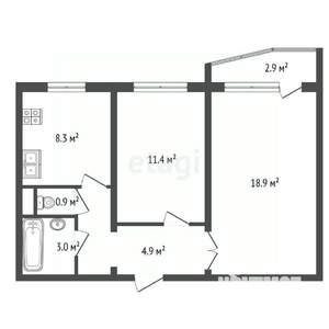 2-к квартира, вторичка, 50м2, 3/17 этаж