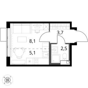 Студия квартира, вторичка, 19м2, 4/16 этаж