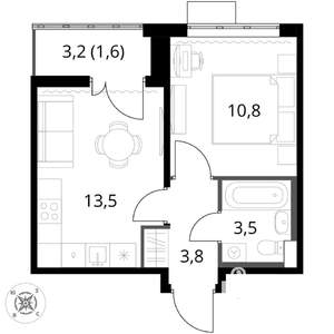 1-к квартира, вторичка, 33м2, 11/17 этаж