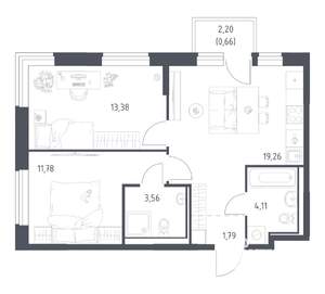 2-к квартира, вторичка, 55м2, 6/17 этаж