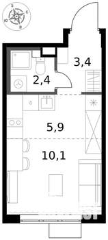 Студия квартира, вторичка, 22м2, 17/17 этаж